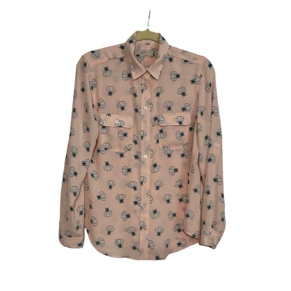 Loft Woman's Pink Floral Long Sleeve Blouse Size Small Button Front Long Sleeve - Picture 1 of 11